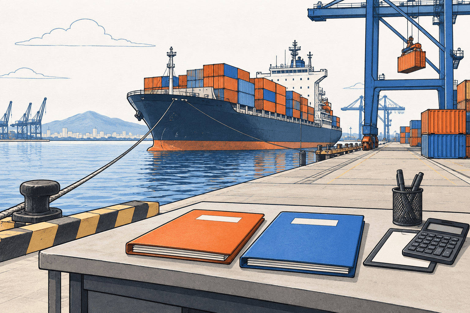 Shipment weighing and import-cost calculations on a worksheet